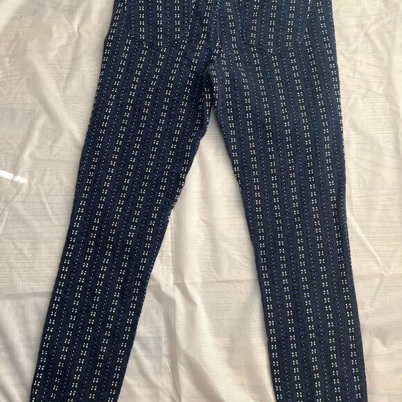 Madewell Mid Rise Navy Blue White Woven Stitched Skinny Pants Size 4 - Picture 4 of 13